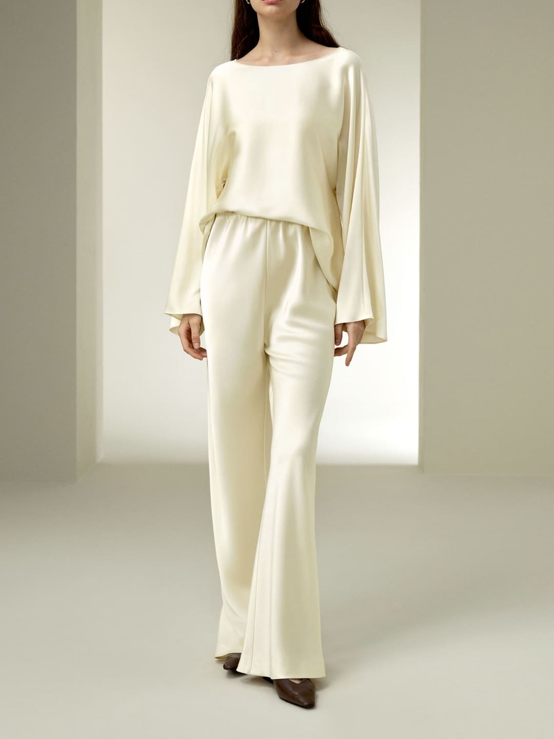 Palais Silk Charmeuse Crewneck Palazzo Set