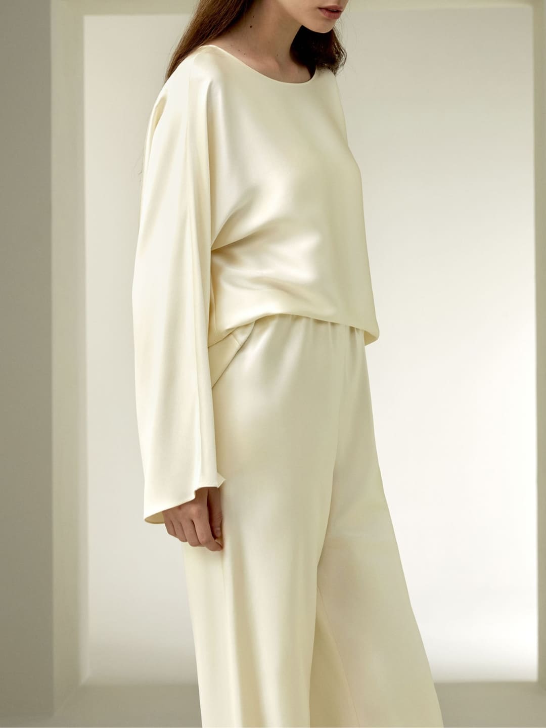 Palais Silk Charmeuse Crewneck Palazzo Set