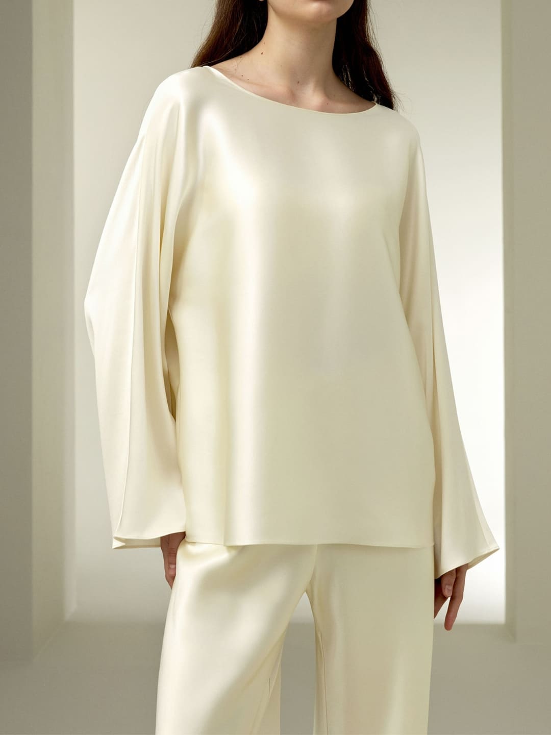 Palais Silk Charmeuse Crewneck Palazzo Set