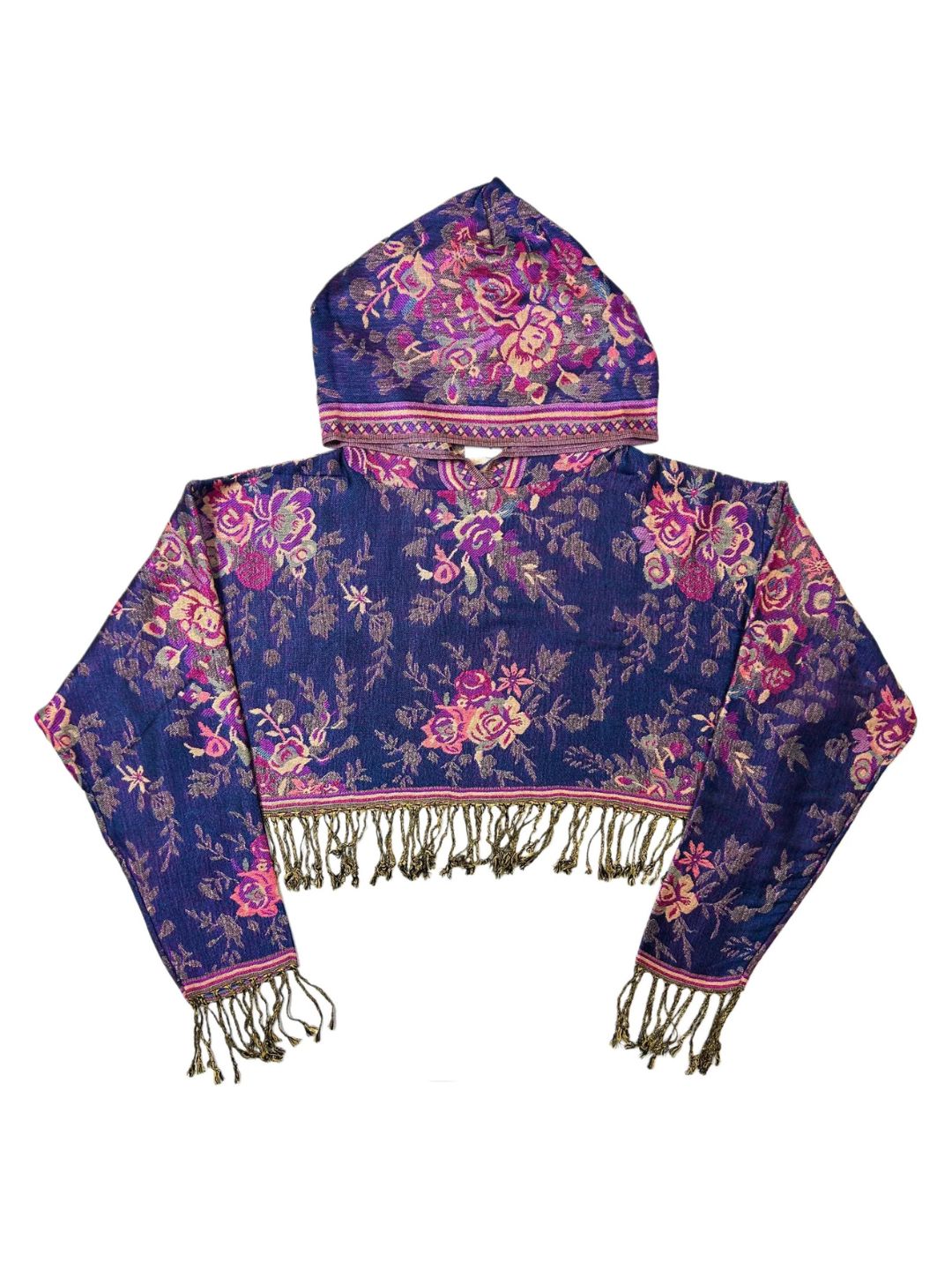 Cashmere Pashmina Cropped Hoodie
