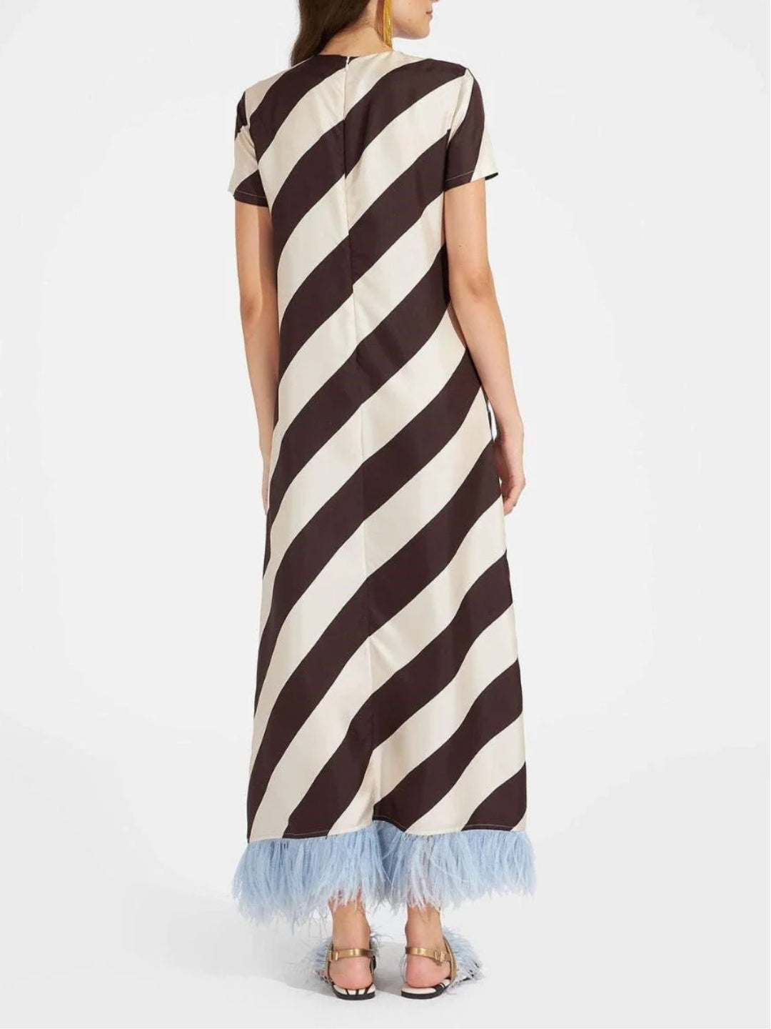 La Fenice Feathered Stripe Dress