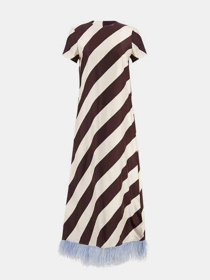 La Fenice Feathered Stripe Dress
