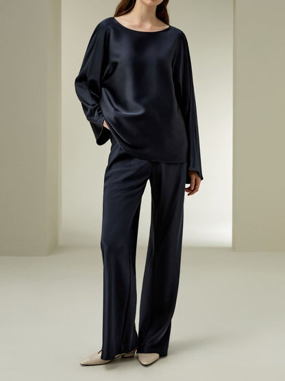 Palais Silk Charmeuse Crewneck Palazzo Set