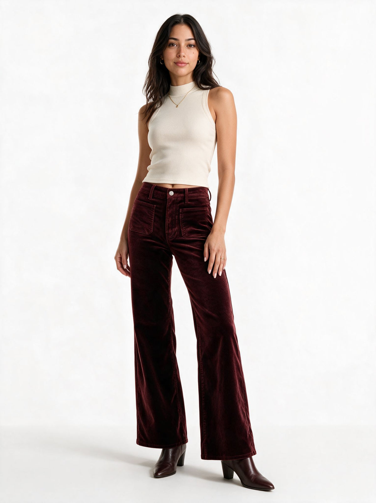 Berry Noir Velvet Palazzo Pant