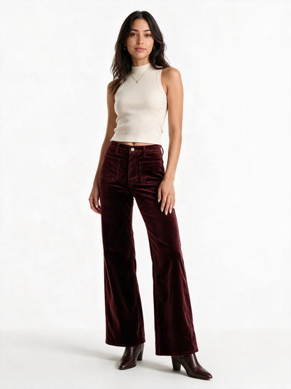 Berry Noir Velvet Palazzo Pant
