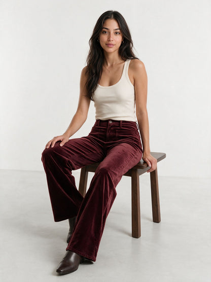 Berry Noir Velvet Palazzo Pant