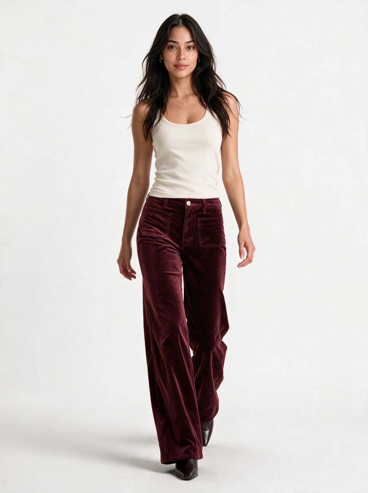 Berry Noir Velvet Palazzo Pant