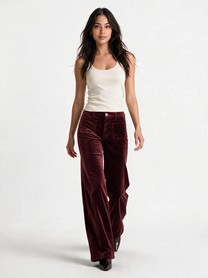 Berry Noir Velvet Palazzo Pant