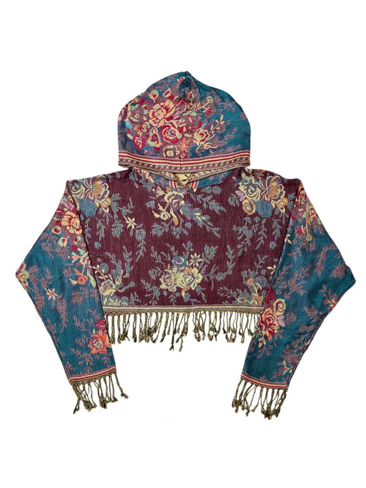 Cashmere Pashmina Cropped Hoodie