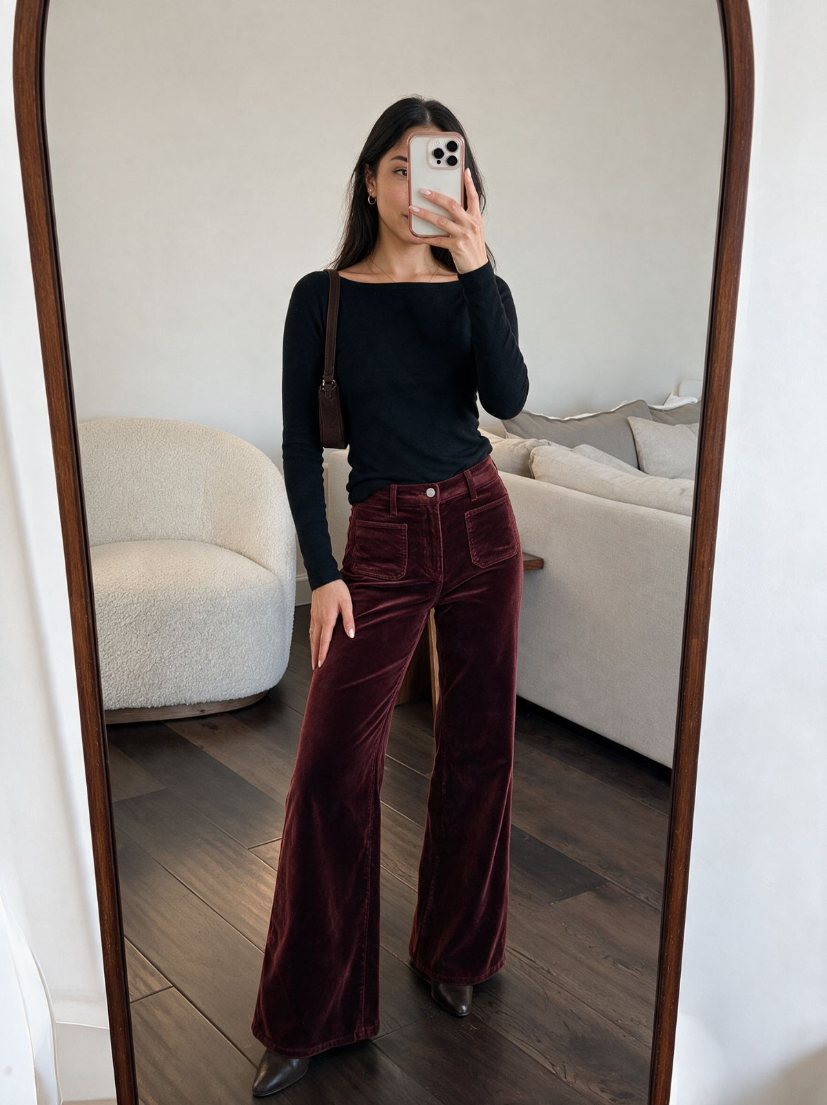 Berry Noir Velvet Palazzo Pant